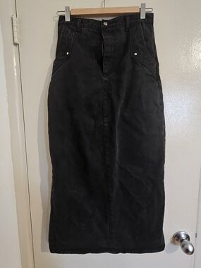 High-Waist Black Pencil Midi Skirt